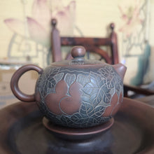Load image into Gallery viewer, 200ml Hand Carved Bronze Peony Xishi Teapot Nixing Clay Teapot