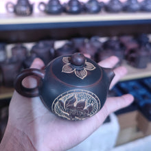Load image into Gallery viewer, 100ml Hand Carved Lotus and Fish Good Luck Nixing Pottery Teapots