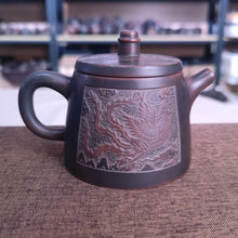 Load image into Gallery viewer, 210ml Handuo Antique Bronze Nixing Purple Clay Teapot Hand Carved with Dragon and Phoenix