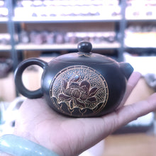 Load image into Gallery viewer, 100ml Hand Carved Lotus and Fish Good Luck Nixing Pottery Teapots
