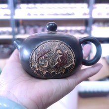 Load image into Gallery viewer, Hand Throwing Nixing Teapots with Lotus Carving Xishi Pot 200cc