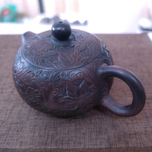Load image into Gallery viewer, 200ml Hand Carved Bronze Peony Xishi Teapot Nixing Clay Teapot