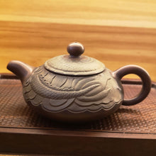Load image into Gallery viewer, Hand Carving Dragon Teapot, Nixing Pottery Teapot carved with Chinese Dragon 220cc, not yixing teapots