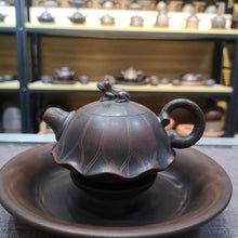 Load image into Gallery viewer, Handmade Lotus Leaf Teapots with Frog Qinzhou Clay Hand Making 200cc Tea Pot