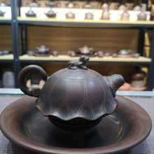 Load image into Gallery viewer, Handmade Lotus Leaf Teapots with Frog Qinzhou Clay Hand Making 200cc Tea Pot