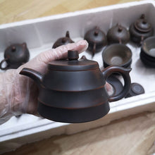 Load image into Gallery viewer, Handmade Nixing Pottery Teapots with Bamboo Style Qinzhou Pot Guangxi of China