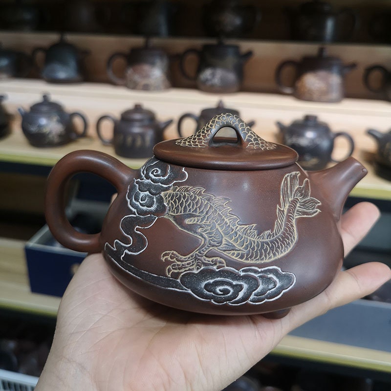 Pure Hand Carved Nixing Pottery Mini Teapot Gifts for Drinking Tea