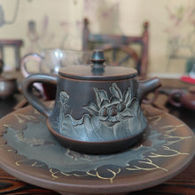 Load image into Gallery viewer, Hand Carved China Qinzhou NiXing Pottery Zhuchu Teapots with Lotus on Clay Teapot 210cc-220cc