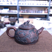 Load image into Gallery viewer, HandMade Golden Toad Teapot with Nine Fishes &amp; Lotus Good Luck for Drinking Tea 180ml-250ml
