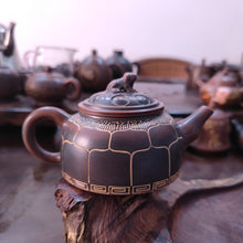 Load image into Gallery viewer, HandMade Golden Toad Teapot Pray Good Luck with Lotus for Drinking Tea 180ml-250ml
