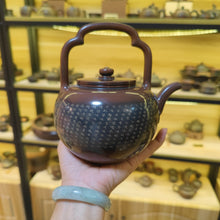 Load image into Gallery viewer, Big Size Nixing Pottery Handle Teapots Carved with Xinjing Buddha 600ml Chinese Kettle

