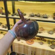 Load image into Gallery viewer, Big Size Nixing Pottery Handle Teapots Carved with Xinjing Buddha 600ml Chinese Kettle
