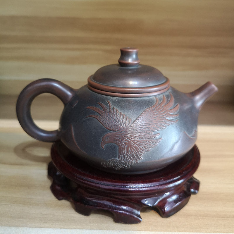 200ml Nixing Pottery Hand Carved Eagle Heaven Rewards Diligence Teapot