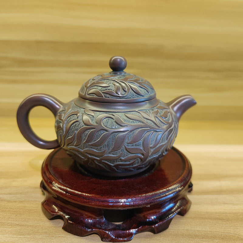 Hand Carved Interlock Branch Lotus Decoration Huanying Teapots 200cc
