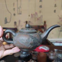 Load image into Gallery viewer, Nixing Pottery Aladdin&#39;s Lamp Teapots Handmade Healthy Qinzhou NiXing Clay Kettle 320cc Traditional Hand Carved Dragon and Phoenix
