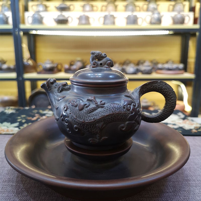 250ml Handmade Healthy Nixing Clay Teapots with Chinese Traditional Dragon