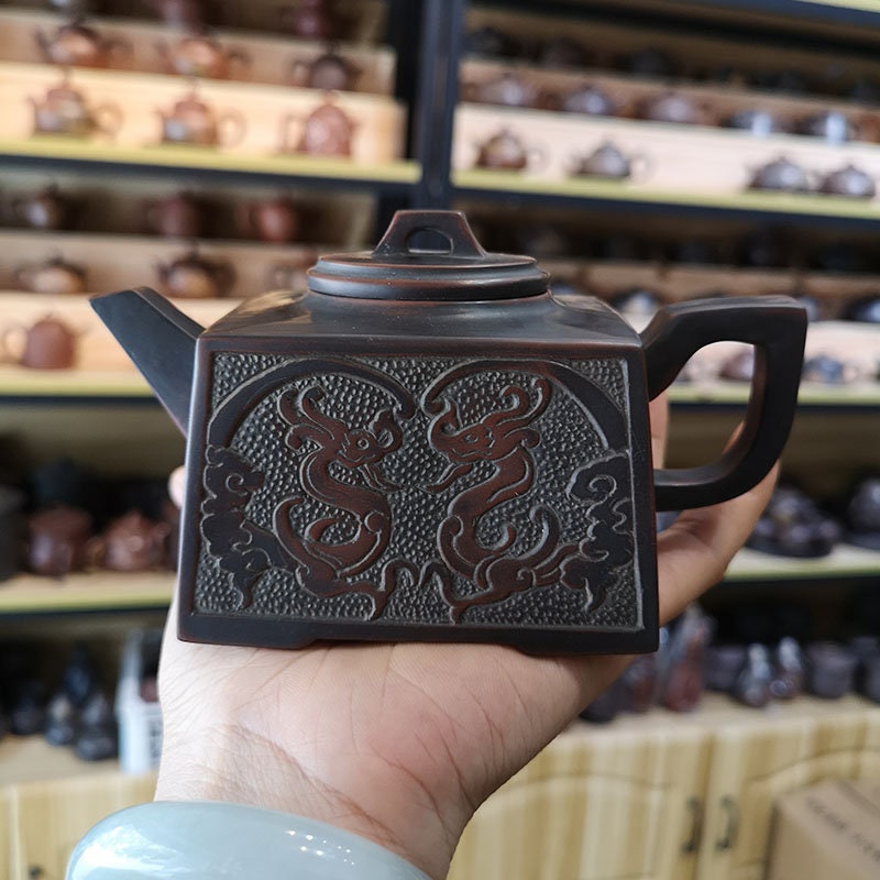 100% Handmade Nixing Pottery Customize Teapots Hand Carved Dragon and Phoenix Famous Artist Accept Dropship Tea Pot