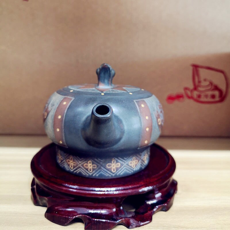 100% Handmade Kung Fu Authentic Tea Kettles Nixing Pottey Bronze Drum ...
