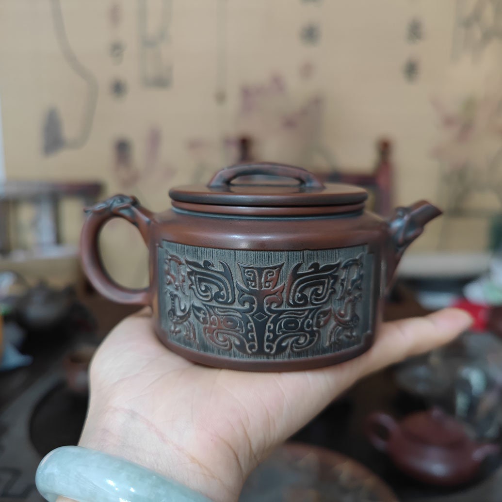 Hand Made China Qinzhou NiXing Pottery Teapots Hand Carved Clay Teapot 200cc Not Yi Xing Tea Pot