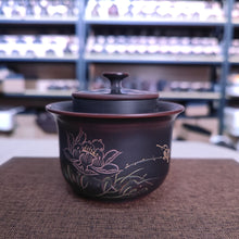 Load image into Gallery viewer, 180-200ml Elegant Gaiwan Set Easy Using Pot Nixing Pottery Lotus Hand Carving
